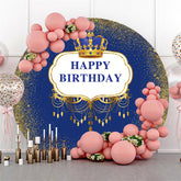 Marine Blau Gold Krone Kreis Glücklich Geburtstag Hintergrund